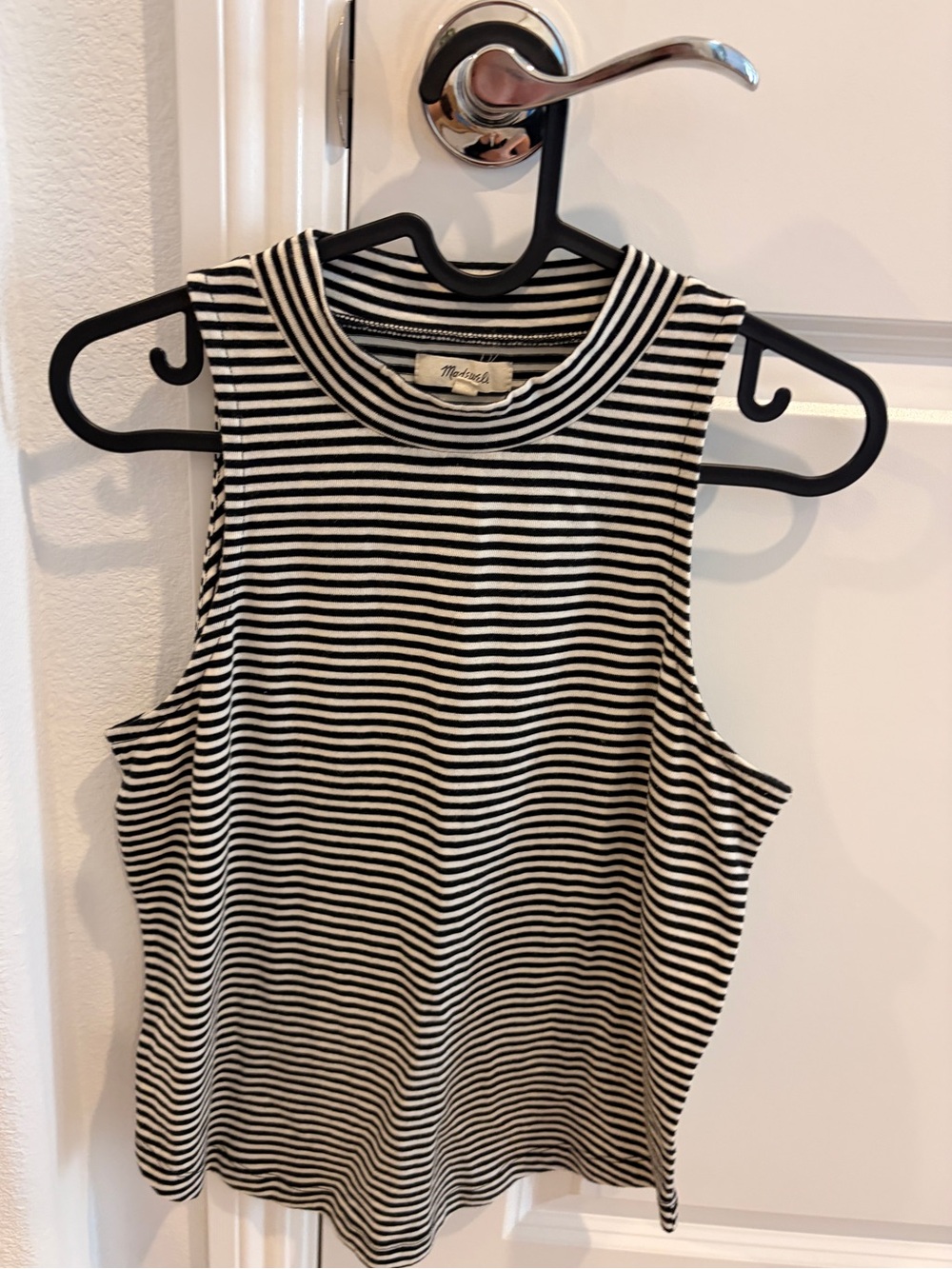 Madewell Black and White Striped Tank Top